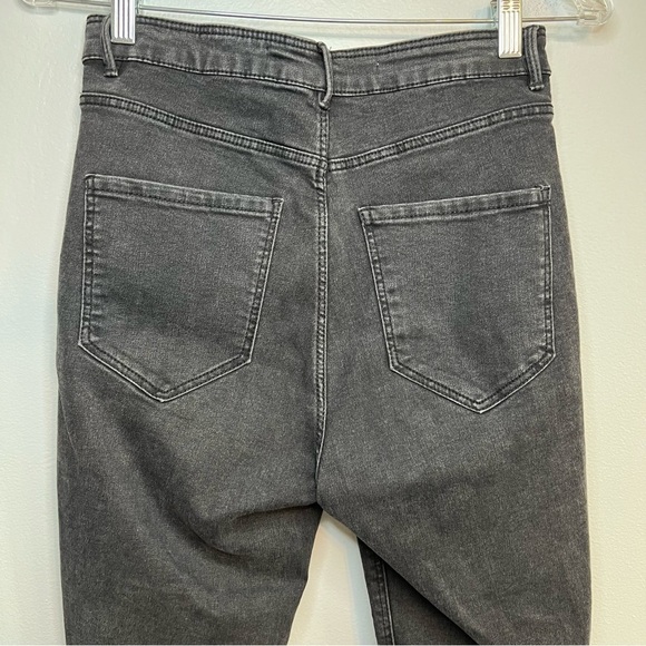 Zara Jeans Sz 8 Distressed Raw Hem Dark Wash Denim Black High Rise Bombshell - Picture 8 of 9